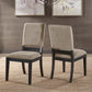 Black Finish Light Gray Linen Dining Chair (Set of 2)