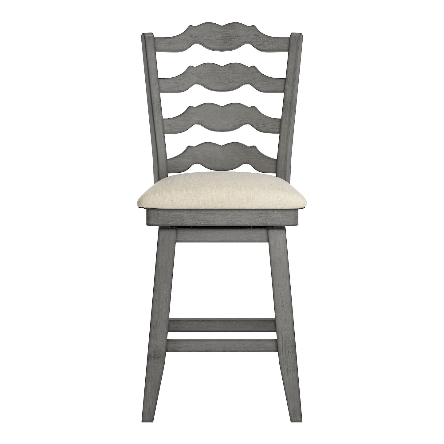 French Ladder Back Counter Height Swivel Stool - Antique Gray Finish