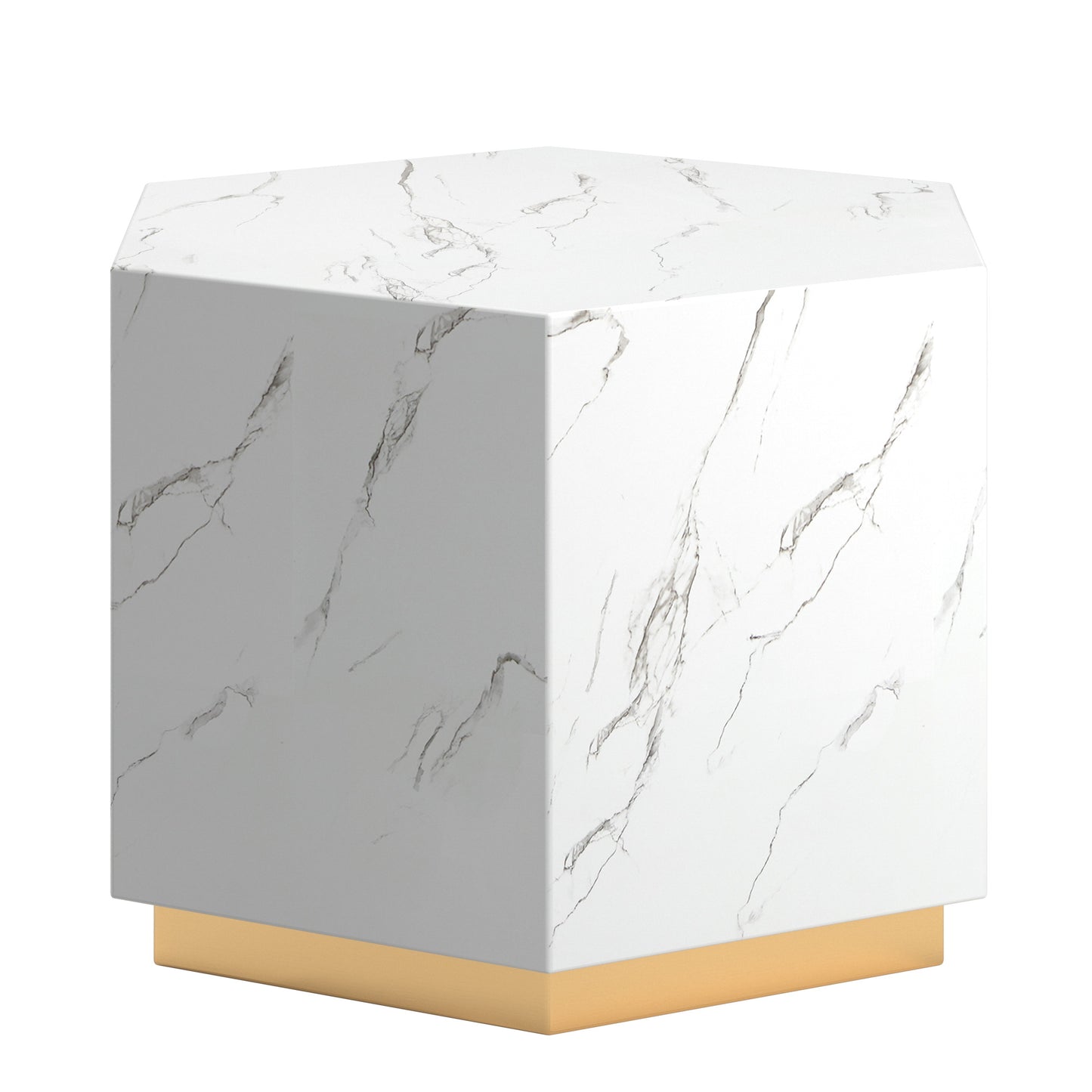 Faux Marble Coffee Table - White, Hexagon (Set of 2)