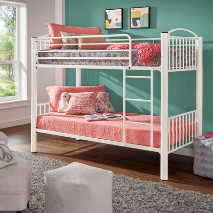 VersaFlex Metal Bunk Bed - White, Convertible Twin over Twin