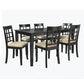 Black Wood Dining Set - 60-inch Table, Window Back Chairs, 7-Piece Set