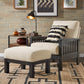 Mission-Style Wood Accent Chair with Ottoman - Baiga Linan, Dark Gray Finish