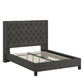 Wingback Button Tufted Platform Bed - Dark Gray Linen, Full