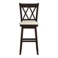 Double X-Back Wood Swivel Bar Stool - Antique Black Finish