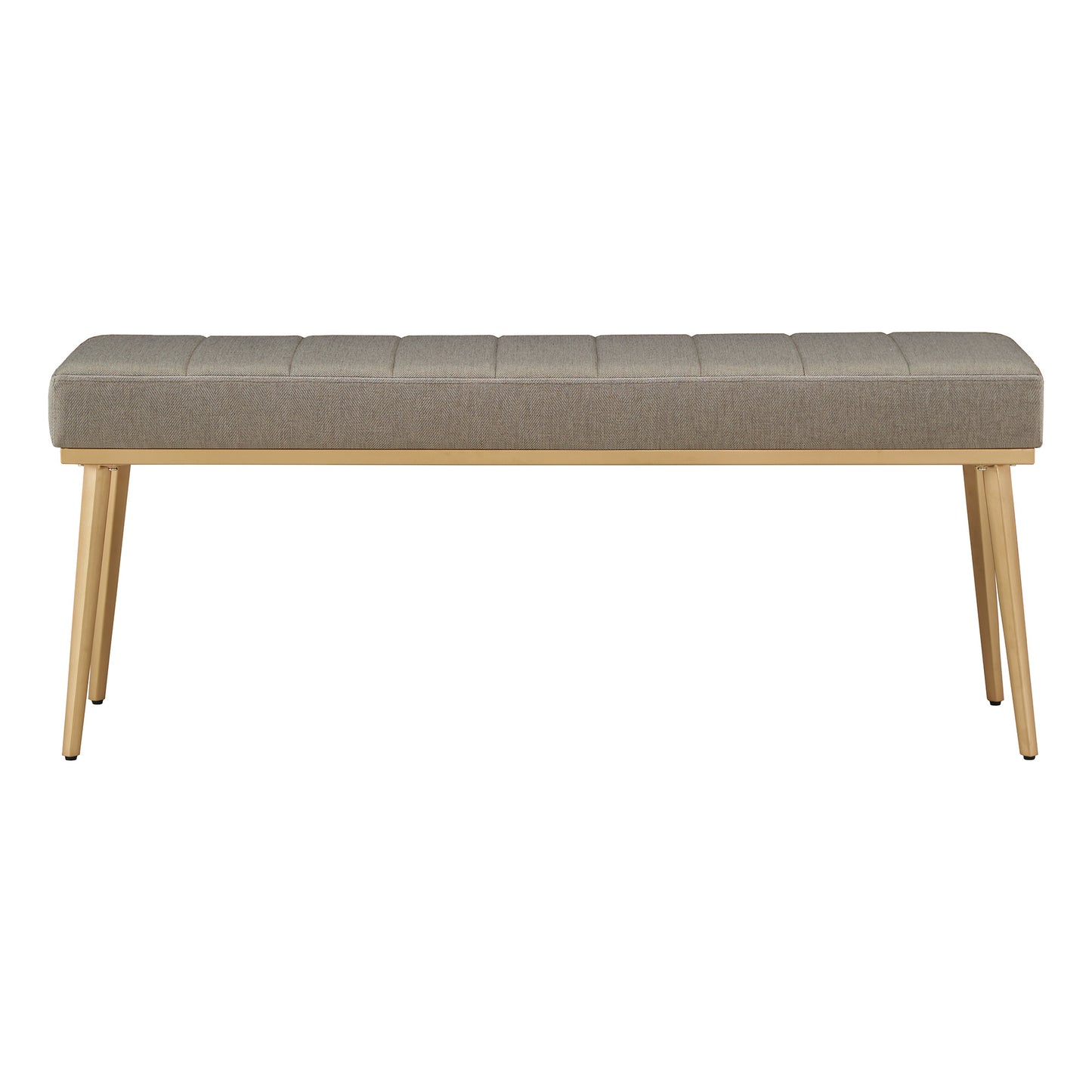 Gold Finish Fabric Dining Bench - Dark Gray