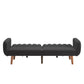 Upholstered Convertible Split-Back Futon Sofa Bed with USB Charging Ports - Dark Gray Linan