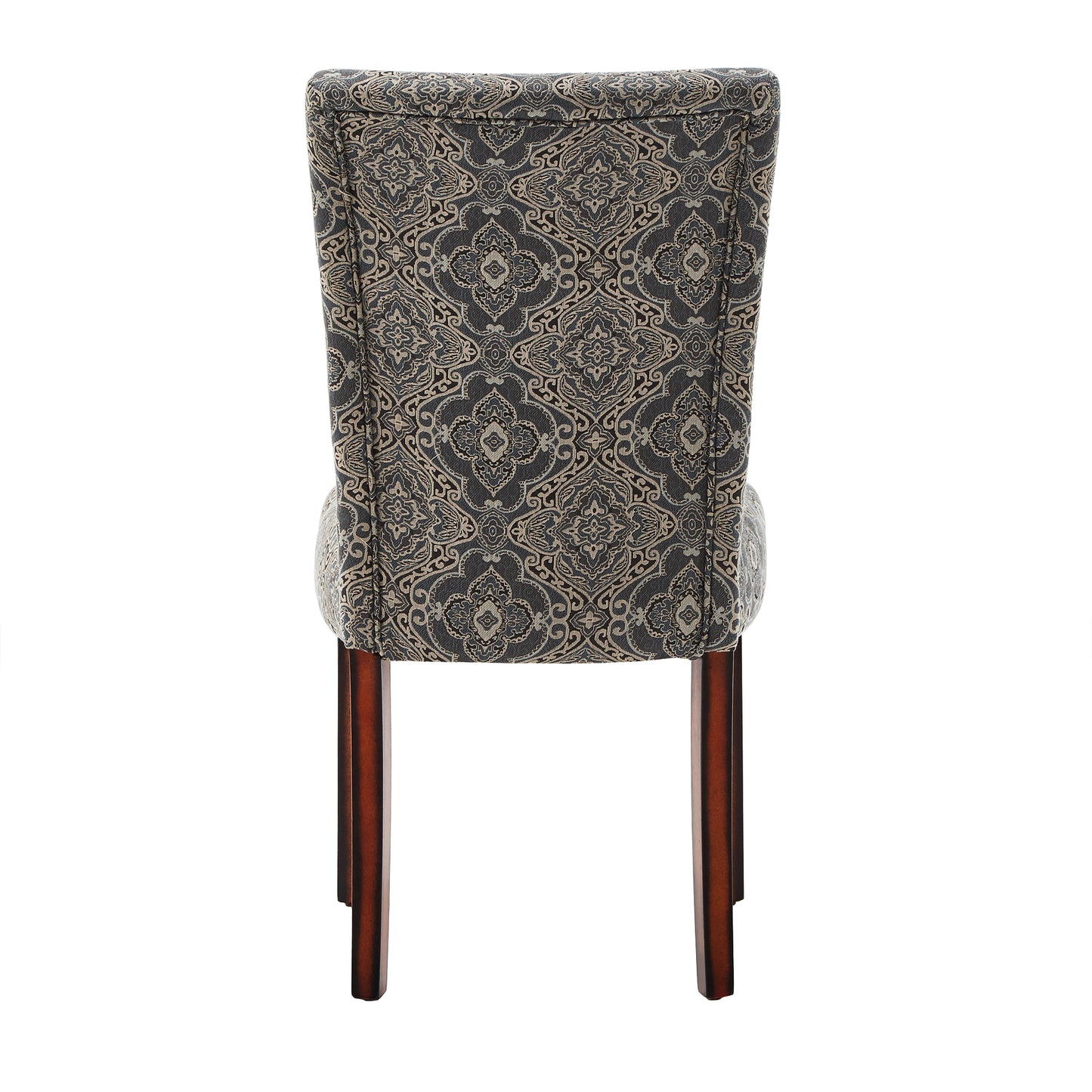 Print Parsons Dining Side Chairs (Set of 2) - Espresso Finish, Blue Print Fabric