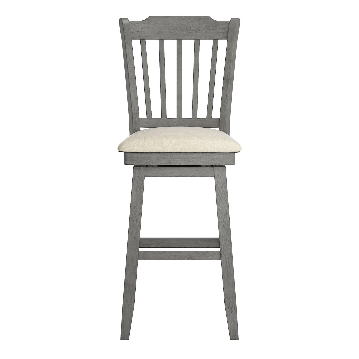 Slat Back Bar Height Wood Swivel Bar Stool - Antiqua Gray Finish