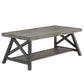 Rustic X-Base Accent Tables - Gray Finish, End Table and Coffee Table Set