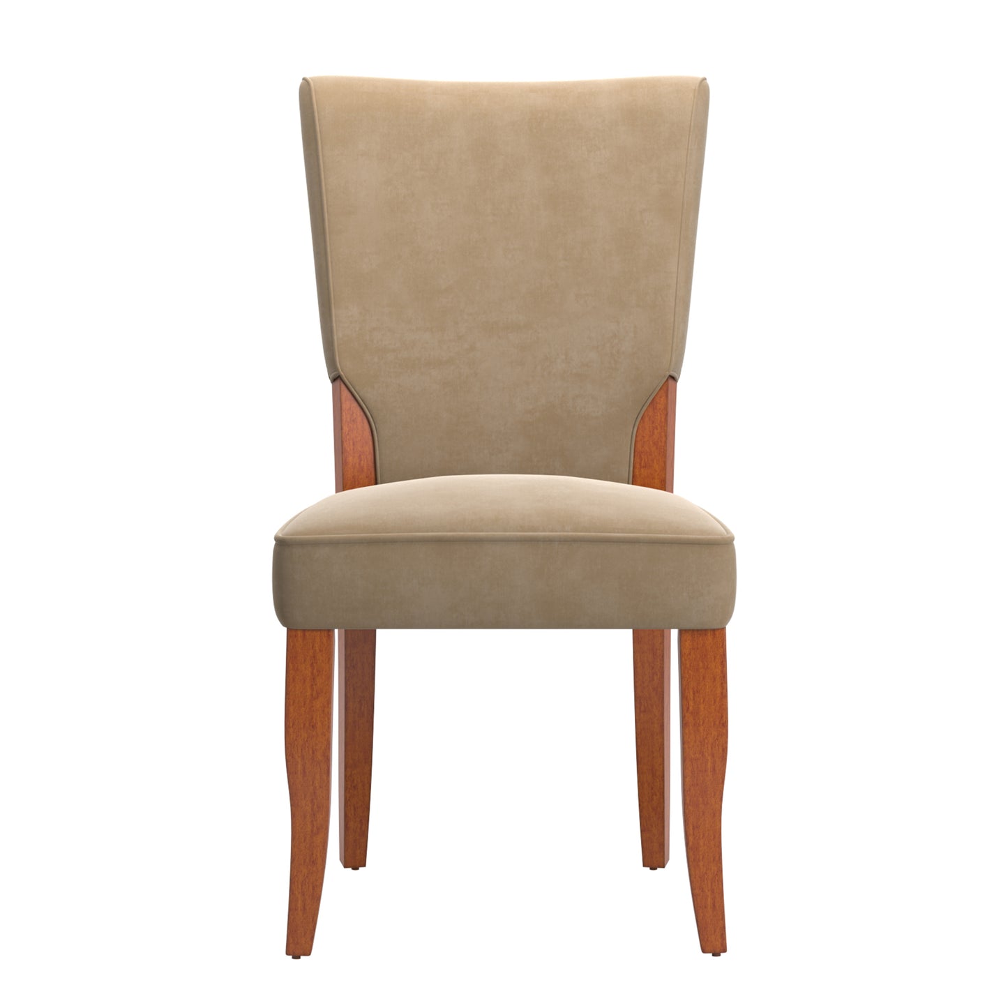 Velvet Upholstered Parsons Dining Chairs (Set of 2) - Cherry Finish, Peat Velvet