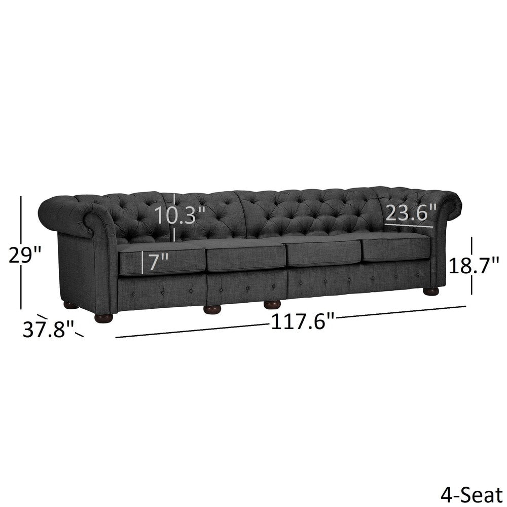 4-Seat Modular Chesterfield Sofa - Gray Velvet