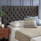 Wingback Button Tufted Linen Fabric Headboard - Dark Gray, Quaan Siza