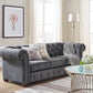 Tufted Scroll Arm Chesterfield Sofa - Dark Gray Velvet