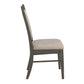 Wood Finish Beige Fabric Dining Chair (Set of 2) - Gray