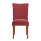 Upholstered Parsons Dining Chairs (Set of 2) - Cherry Finish, Red Microfiber