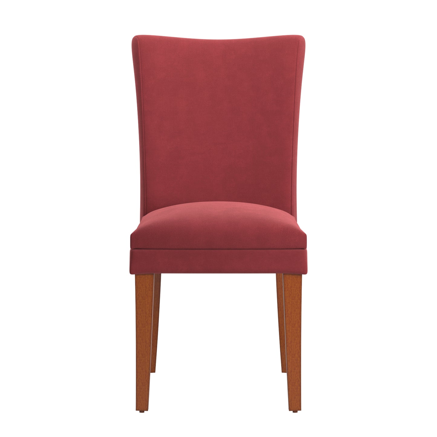 Upholstered Parsons Dining Chairs (Set of 2) - Cherry Finish, Red Microfiber