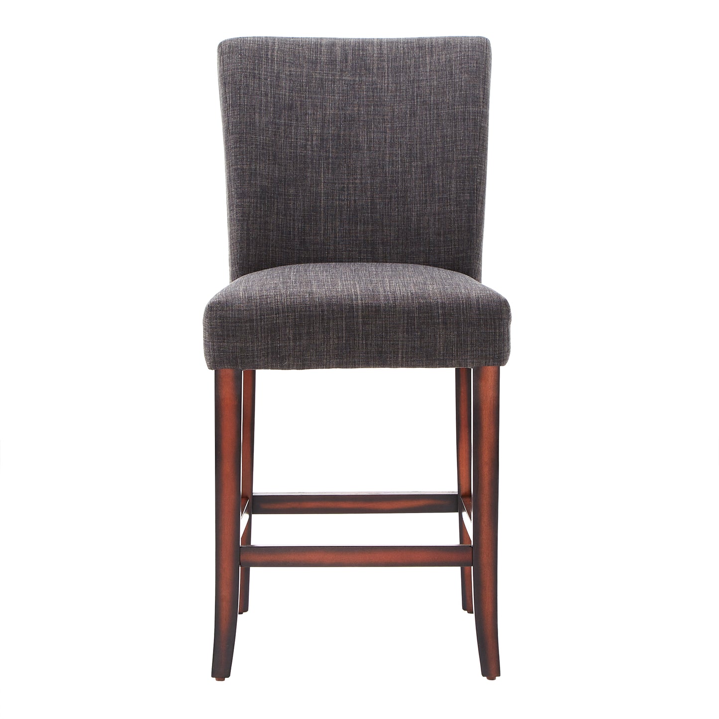 Classic Upholstered High Back Counter Height Chairs (Set of 2) - Esprasso Finish, Dark Gray