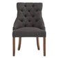 Linen Curved Back Tufted Dining Chairs (Set of 2) - Dark Gray Linen