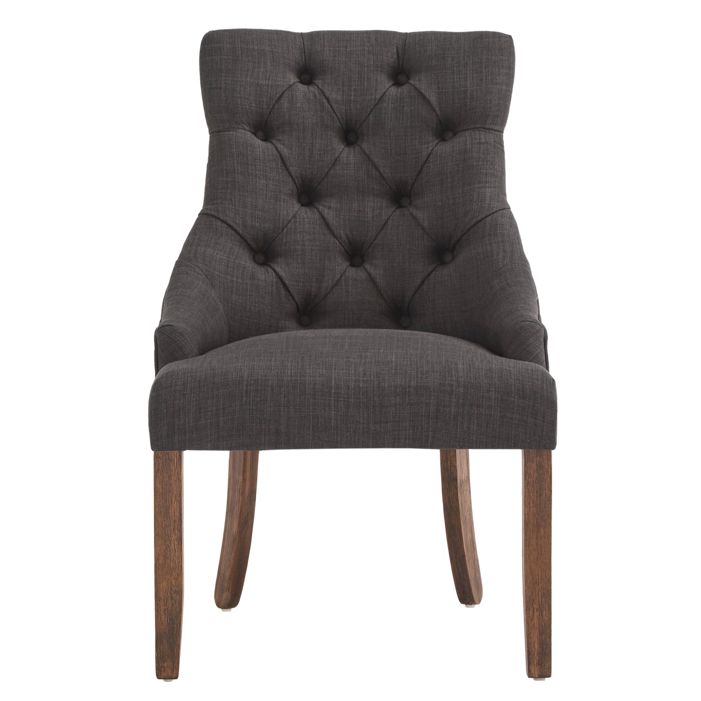 Linen Curved Back Tufted Dining Chairs (Set of 2) - Dark Gray Linen