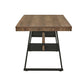 69" Black Metal Brown Wood Finish 4-person Dining Table