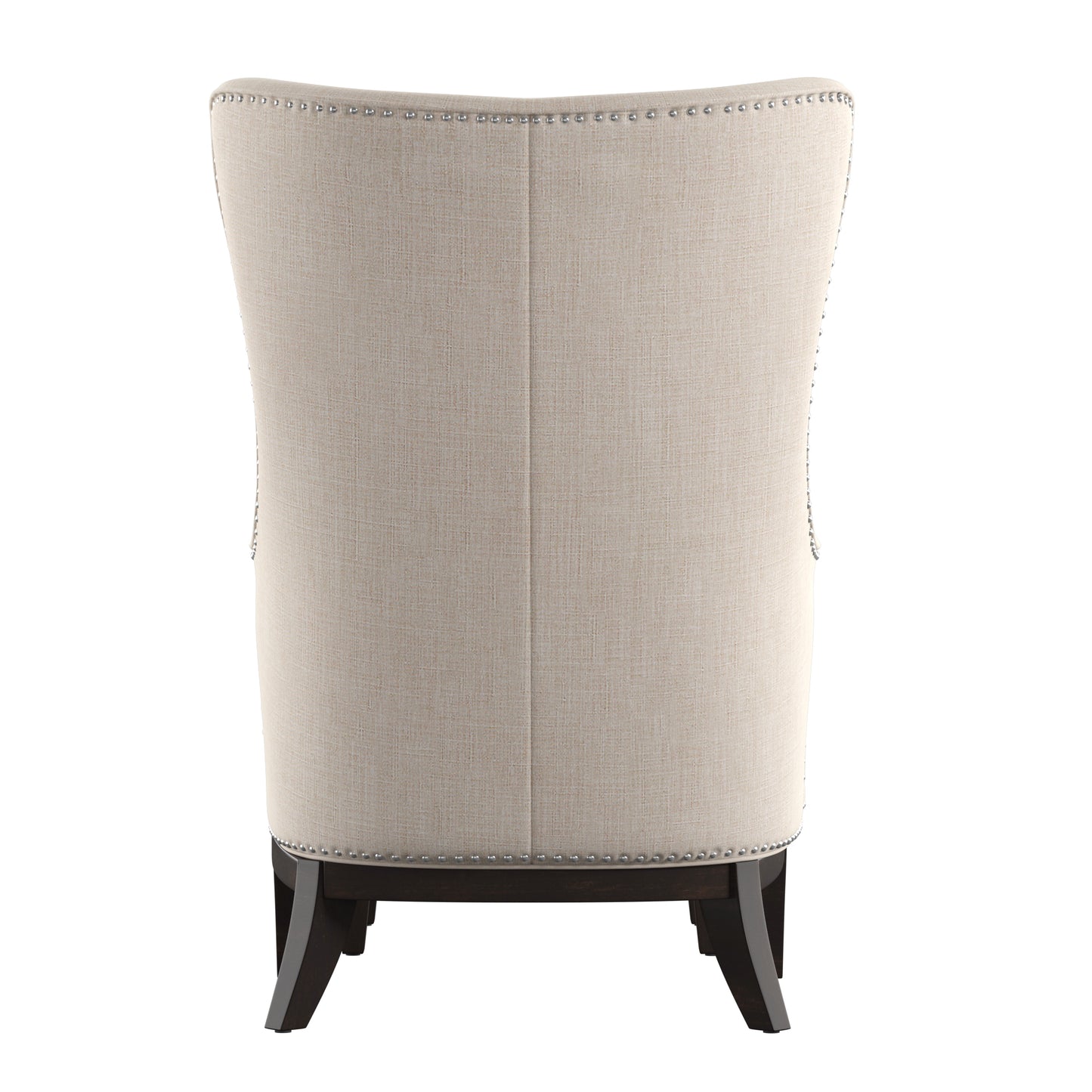 High Back Wing Lounge Chair with Footstool - Beige Linen