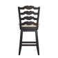 French Ladder Back Counter Height Swivel Stool - Antique Black Finish