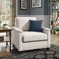 Ivory Fabric Chair with Nailhead Trim