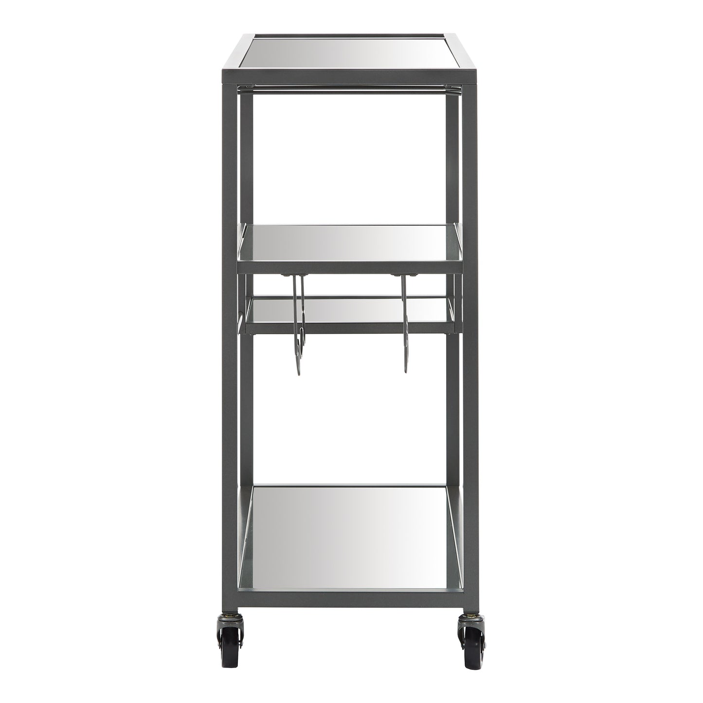 Glass Top Metal Bar Cart - Dark Gray Matallic