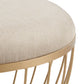 Fabric Upholstered Round Ottoman - Beige Linen