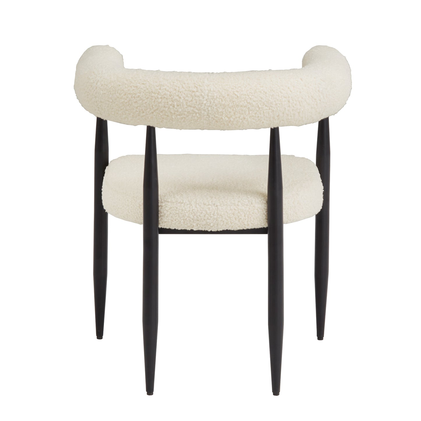 Black Finish Metal Ivory White Boucle Dining Chair (Set of 2)