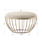 Fabric Upholstered Round Ottoman - Beige Linen