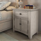 1-Drawer Wood Cupboard Nightstand with Charging Station - Antique White