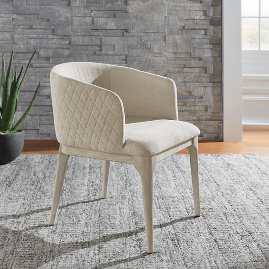 Heathered Dining Chair - Beige Heathered, White Finish