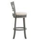 Lattice Back 29"H Swivel Bar Stool - Antiqua Gray Finish, Baiga Linan