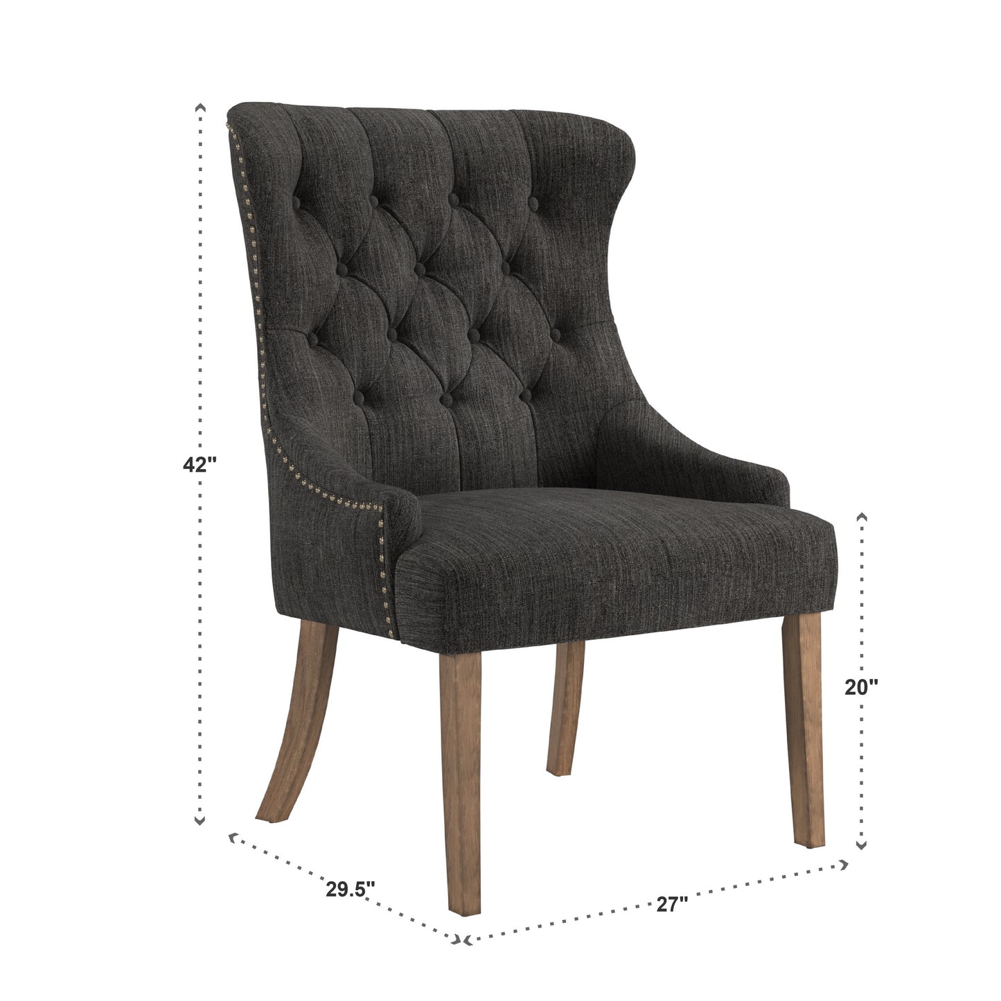 Upholstered Button Tufted Wingback Chair - Dark Gray Linen