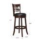 Lattice Back 29"H Swivel Bar Stool - Dark Cherry Finish, Black Faux Leather