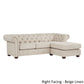 3-Seat Chesterfield Sectional Sofa with Chaise - Beige Linen, Right-Facing Chaise