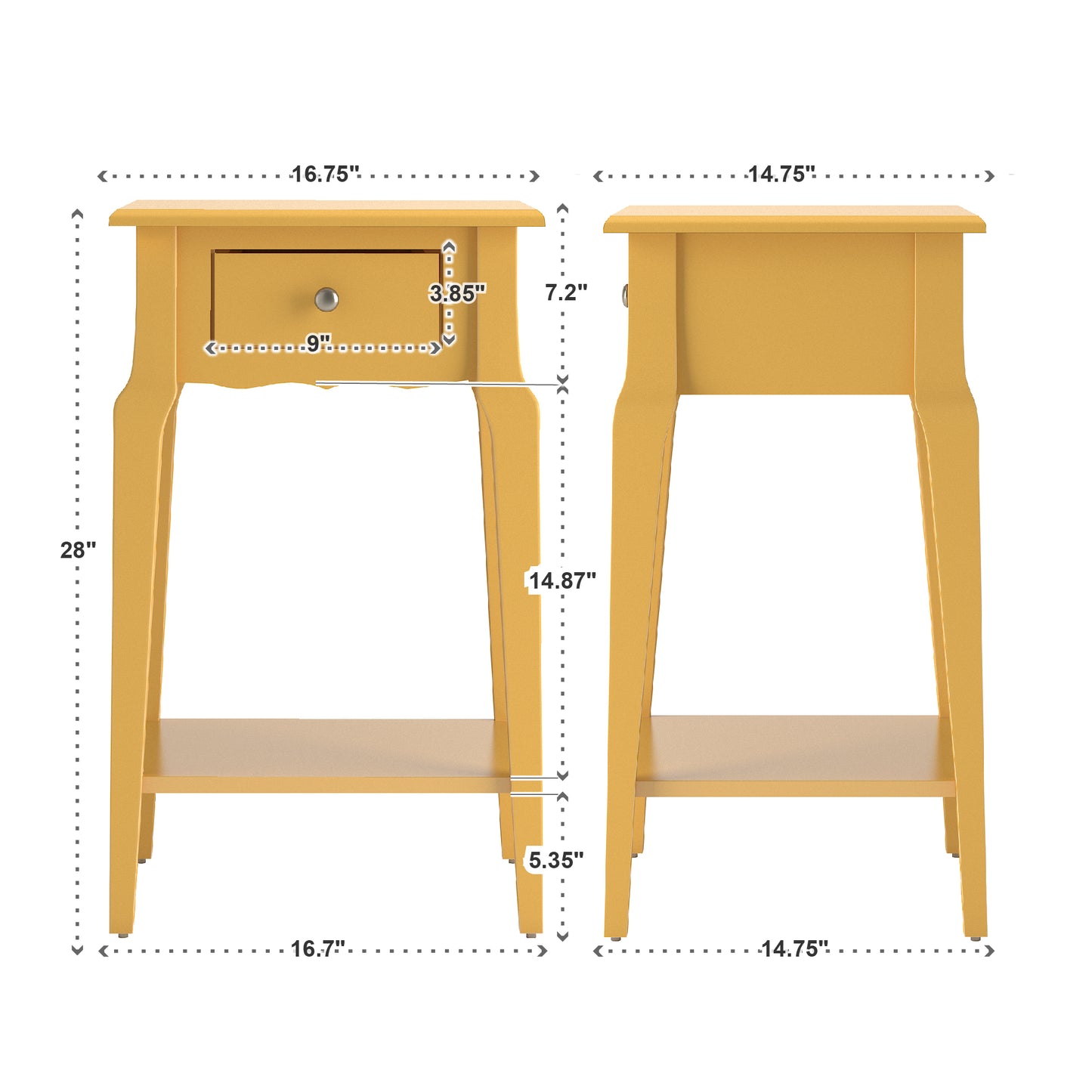 1-Drawer Wood Storage End Table - Banana Yellow