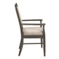 Wood Finish Beige Fabric Arm Chair (Set of 2) - Gray