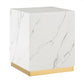 Faux Marble End Table with Casters - White, Square