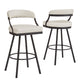 Black Finish Metal Vegan Leather Swivel Chair (Set of 2) - 29 in. Bar Height, White