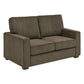 Modern Fabric Upholstered Square Arm Sofa - Loveseat, Brown Chenille Fabric