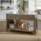 Reclaimed Look Extendable Kitchen Island - Antique Gray Finish, Concrete Veneer Top