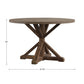 Rustic X-Base Round Pine Finish Dining Table - 48-inch, Brown Finish