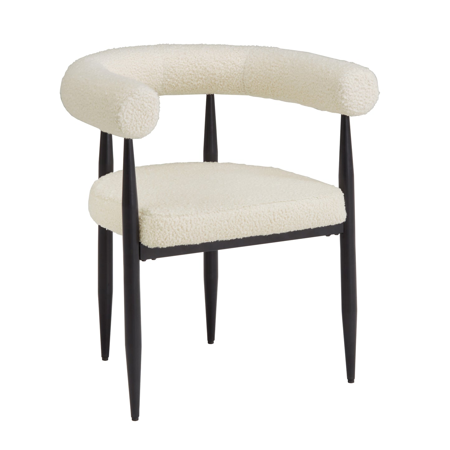 Black Finish Metal Ivory White Boucle Dining Chair (Set of 2)