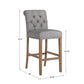 Tufted Rolled Back Bar Height Stools (Set of 2) - Gray