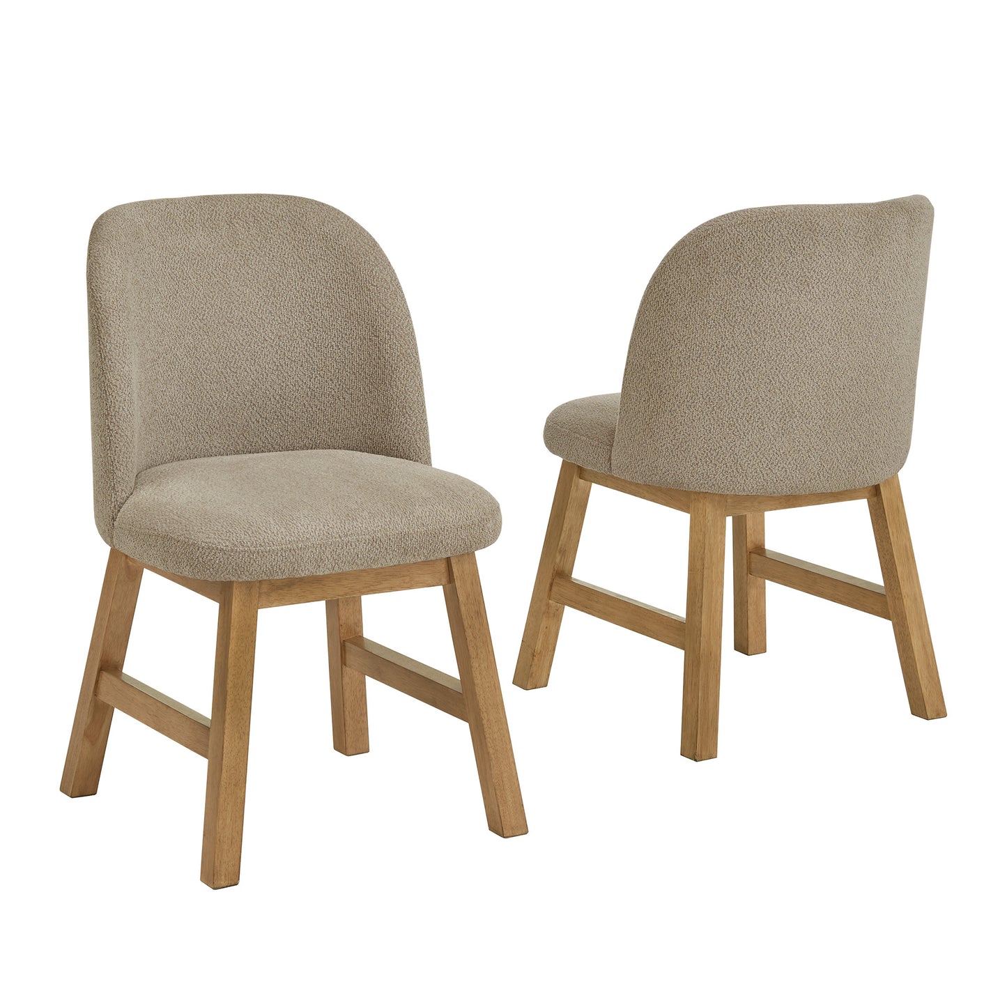 Wood Finish Taupe Fabric Curved Low Back Dining Chair (Set of 2) - Oak Wash