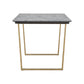 Faux Marble Sled Base Dining Table - Grey Top with Gold Finish