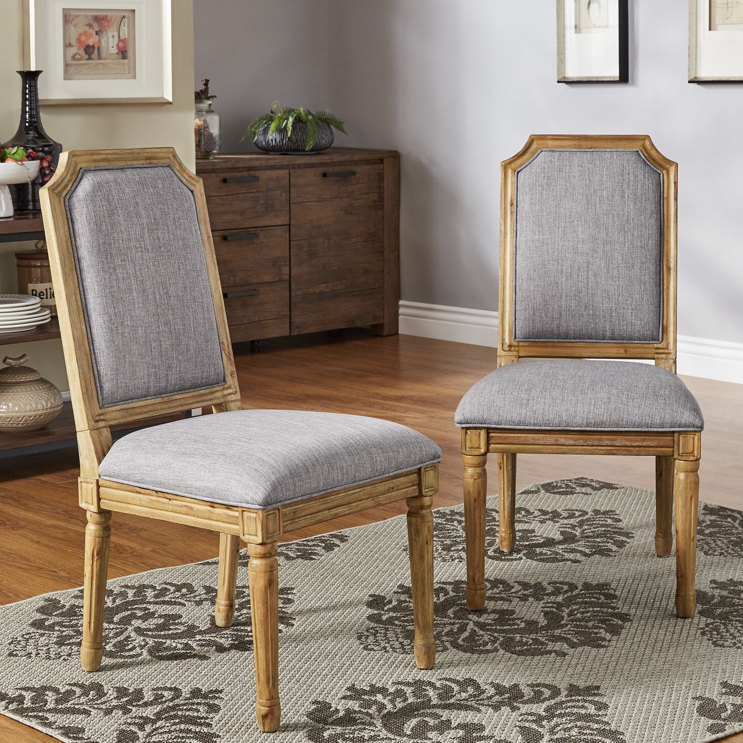 Round 5-Piece Dining Set - Gray Linan, Archad Bridga Chair Backs