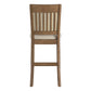 Cane Accent Counter Height - Slat Back Chair (Set of 2), Oak Finish, Beige Linen